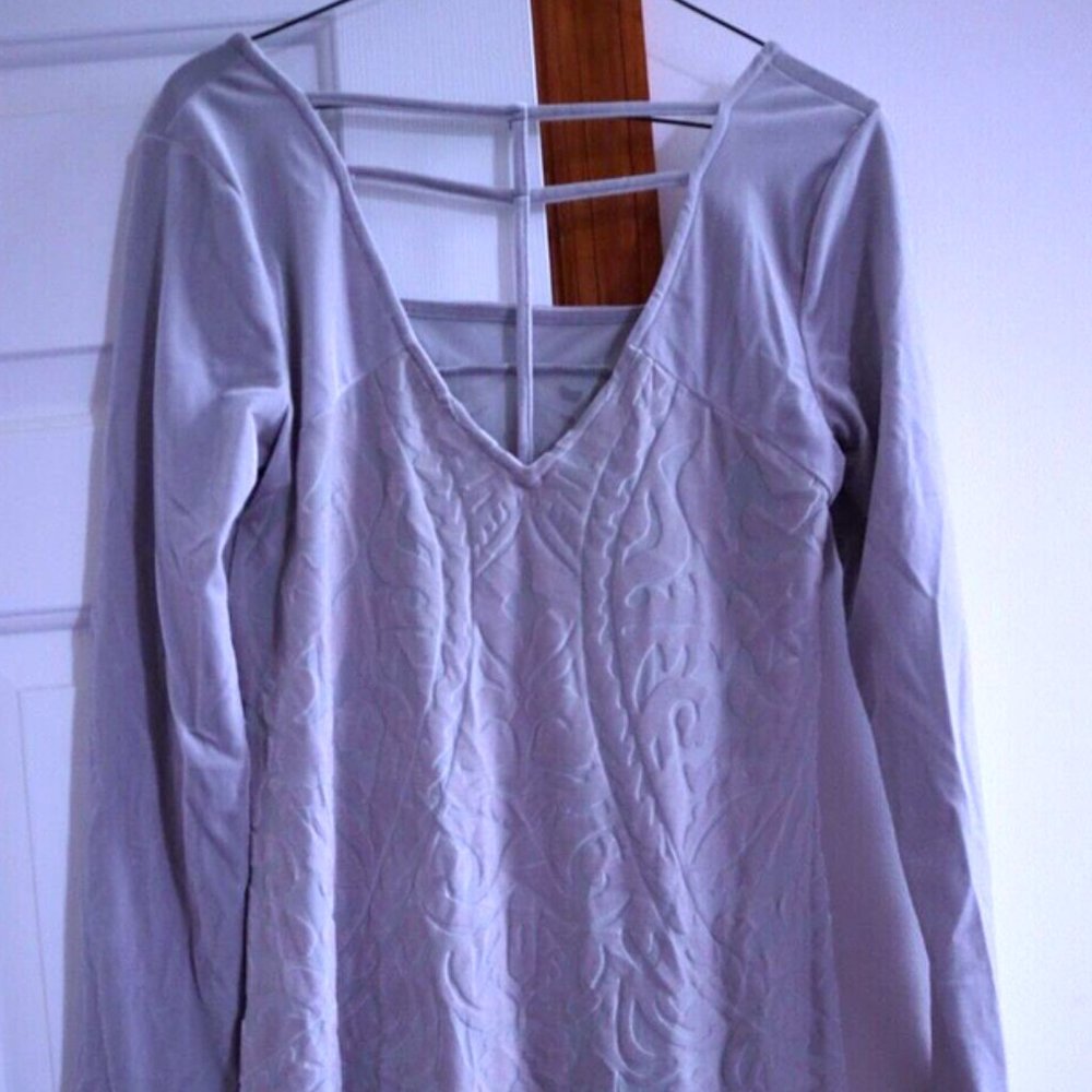 Women's Free People Gray Velvet Long Sleeve Dress Size Medium/Casual/Lightweight